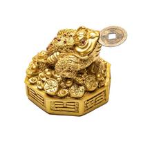 Plus Value Feng Shui Lucky Three Legged Money Frog with Coin in Mouth Toad Good Luck, Wealth, Prosperity, Success, Happiness, Positivity auksinė