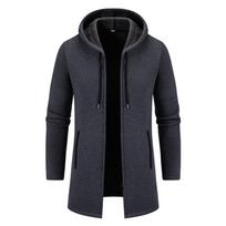 Men's Hooded Knit Windbreaker Cardigan Plus Size (2025) 2XL tamsiai pilka spalva