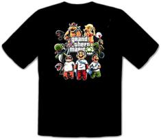 Mario Gang Gamer Super Nintendo GTA JUODI Marškinėliai -181- 4XL