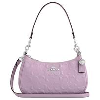 Coach Teri 25 Širdelės pakabukas Sidabro metalo apdaila Odinė peties rankinė Vidutinio dydžio Šviesiai violetinė Moteriška peties rankinė CDA98-SVIZ Basic Set (Bag+Dust Bag)