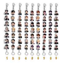 9 vnt. BTS Daugiafunkcinis Raktų Grandinėlės Grandinėlė, Bangtan Boys Nario Tikra Nuotrauka/Animacinis Siūlas Raktų Pakabukas, Mielas Kpop ARMY Gerbėjų Krepšio Pakabukas 9pcs