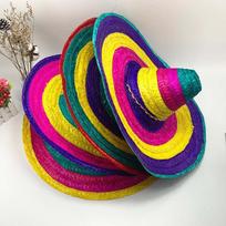 Platus kraštas Meksikietiški šiaudiniai skrybėlės Panama Kibiras Karnavalo Sombrero Lauko Meksikietiškas vakarėlio skrybėlė Vyrams Moterims Colorful 48cm
