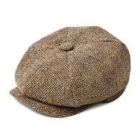 BOTVELA Wool Tweed Newsboy Cap Herringbone Men British Gatsby Retro Hat Driver Flat Cap for Male Vintage Herringbone Beret 57cm