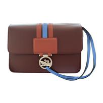 Longchamp Box-Trot Logo Snap Stripe Flap Adjustable Shoulder Strap Leather Envelope Bag Medium Women Shoulder Bag Burgundy 10175HDV261 Basic Set (Bag+Dust Bag)