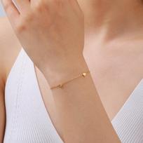 Dainty Heart Bracelet for Women, Minimalist Thin Chain Adjustable Love Charm Bracelet,Tarnish Free Gold Plated Party Jewelry beige