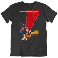 Kultinis klasika Pulp Fiction 1990#039;s Filmo plakatas Juodi marškinėliai Unisex marškinėliai S