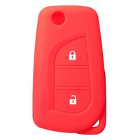2buttons Key Case Cap for Toyota Yaris Rav 4 2016 2017 2018 Folding Cover for PEUGEOT 108 for Citroen C1 2019 Car Accessories raudona