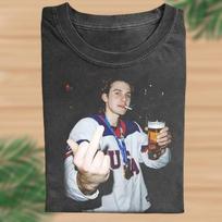 Juokingi Jack Hughes JAV Auksiniai ledo ritulio marškinėliai Patriotiški ledo ritulio gerbėjo marškinėliai Unisex marškinėliai XXXL