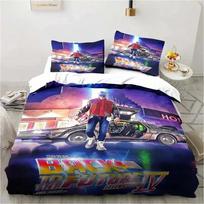Classic Movie Retro bedding, Back To The future, Three Piece set, Single And Double beds, Queen Size bed, Extra Large Down Duvet EU single(135x200cm)