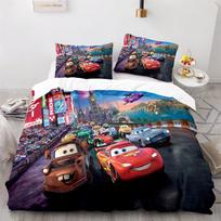 Cars Lightning McQueen  3D Children's Bedding Set 3-piece Set 1 Quilt Cover 100% Polyester Home Decor Cartoon 135x200m