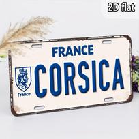 France Corsica Emblem D Flat Printing Retro License Plate Style Metal Tin Sign French Coastal Themed Decorative Aluminum Sign 15x30cm(5.9x7.8inch)