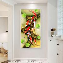 Koi žuvis Feng shui karpių lotoso tvenkinio paveikslas Drobės tapyba Šiuolaikiniai plakatai ir spaudiniai Cuadros sienų menas, skirtas gyvenamojo kambario namų dekoravimui 20x40cm