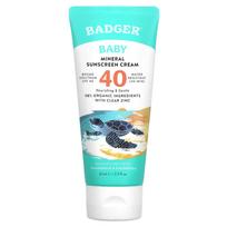 Badger, Kūdikių apsauginis kremas nuo saulės, SPF 40, Ramunėlių ir medetkų aromatas, 2,9 fl oz (87 ml)