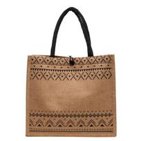 Large Capacity Linen Tote Bag Stylish Commuter and Mommy Bag with Makeup Pouch