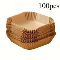 100 vnt. oro gruzdintuvės popieriaus, 7,87 colio, be BPA, vienkartinis, tinka orkaitei, nemokami gruzdintuvės priedai, vienkartinė forma, kvadratinis oro gruzdintuvės popierius 100pcs