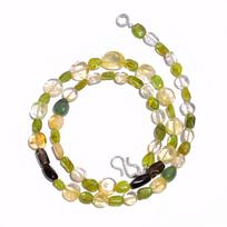 Natural Peridot Citrine Smoky Quartz Gemstone Smooth Beads Necklace 17  UB-4589 UB-4589