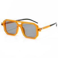 New Vintage Square Double Beam Fashion Sunglasses tofu pudding Mirror Leg Design Street Shoot INS Flat Mirror Female