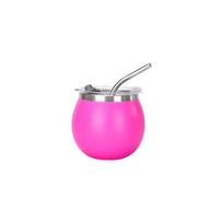 Mini dvigubos sienelės Argentinos Yerba Mate puodelis su šiaudeliu ir dangteliu Nerūdijančio plieno izoliuoti puodeliai 5oz Nešiojamas kiaušinio puodelis Dovana <50ml rožinė raudona spalva
