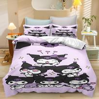 Kuromi animacinis pledo užvalkalas Rožinis Violetinis Mergaičių Dovana Antklodė Šiluma Vaikų Miegamojo Patalynė EU Single(135*200cm)3pcs