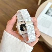 Moterų dervos apyrankė Apple Watch Ultra 3 2 49mm 11 10 42mm 46mm 44mm 45 40 41mm 38mm kilpos apyrankė Iwatch 9 8 7 SE 6 5 dirželiui 38 40 41mm S11 42mm perlų baltos spalvos