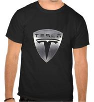 Tesla automobilio logotipas JUODI marškinėliai - 1093- S gray