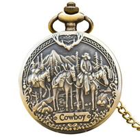Classic Western Riding Cowboy Horse Quartz Pocket Watch Retro Men's Women's Necklace Pendant Gift