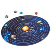 Kūdikio Montessori mediniai ankstyvojo ugdymo žaislai 3D aštuonių planetų dėlionė Visatos pažinimas Saulės sistemos planetų suderinimo lenta black