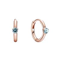 Pandora rožinio aukso mėlyni auskarai su vienu akmeniu Moteriški auskarai 289304C02 Box,Rose Gold/Blue
