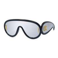 Loewe Irregular Shape Sunglasses With Mirror Leg Decoration Unisex sunglasses Black LW40108I01C F,Black