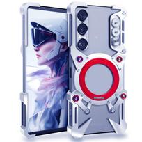 Aliuminio berėmis dėklas Sony Xperia1 VII Xperia 1 VI, su besisukančiu laikikliu, metaliniu kraštu, atsparus smūgiams Sony Xperia 1 VI sidabras