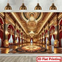 2D Luxury Palace Ballroom Backdrop Golden Chandelier Photography Background for Party 47.2x31.5inch/120*80cm