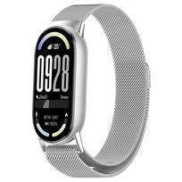 Milanietiško tipo dirželis Xiaomi Mi Band 10 NFC apyrankei Magnetinis kvėpuojantis riešo dirželis Correa for Xiaomi Miband 8 9 10 Priedai For Mi band 8 sidabras