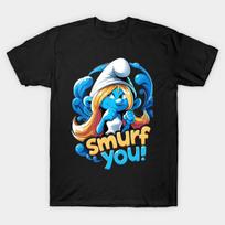Men Black Print T-shirt Smurf You No-Cut Transfer Paper Print Cotton Tshirt L juoda