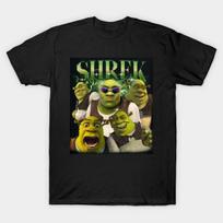 Men Black Print T-shirt Shrek Movie Vintage No-Cut Transfer Paper Print Cotton Tshirt 4XL juoda