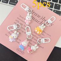 5pcs Miffy keychain creative high-value animation cartoon doll doll shape girl heart student diy schoolbag pendant decoration