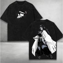 BLEACH Shihouin Yoruichi Printed Tee Men Women Washed Cotton T-shirts Manga Vintage T Shirt Harajuku Male Short Sleeve Tshirt L