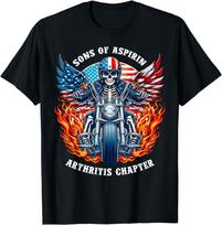 Sons of Aspirin Arthritis Chapter Skeleton Motorcycle Rider T-Shirt Unisex T-Shirt XXXL