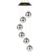 Color-Changing Disco Mirror Ball Lamp Solar Powered Wind Chime Mobile Hanging Light for Garden Landscape Pathway Festival Decor