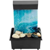 Stalo fontanas su apšvietimu Mini patalpų vandens fontanas Zen meditacijos fontano ornamentas stalui, biurui, namų dekoravimui šviesiai mėlyna spalva