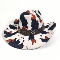 Bull Head Western Cowboy Hat Personalized Retro Knight Top Hat Cow Pattern Sunscreen Shade Jazz Hat M（56-58cm）