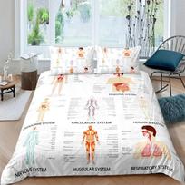 Human Anatomy King Queen Duvet Cover Body Structure Organ Bedding Collection Medical Education Cell Biology Soft Polyester Quilt Cover 175X220cm-3pcs gray