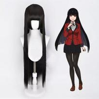 Anime Cosplay perukas Plaukai Kakegurui Yumeko Jabami karščiui atsparūs sintetiniai plaukai ilgi tiesūs juodi pilki Cosplay perukas juoda