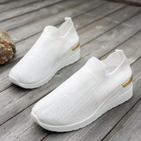 Didelio dydžio batai moterims 37-44 Vasariniai tinklelio kvėpuojantys patogūs įslystami platforminiai kulniukai plokščiapadžiai sportbačiai moterims Zapatos De Mujer 37 balta
