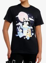 Bluey Juniors Cartoon Dog Father & Kids Moon Print Boyfriend Fit Shirt New M-3XL 3XL