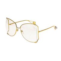 Gucci Šoninio Veidrodžio Kojelės Netaisyklingos Formos Akiniai Nuo Saulės Moteriški Akiniai Nuo Saulės Auksiniai GG0252S-001 Dust Bag+Eyeglass Case (Random Color),F,Gold