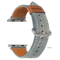 Džinsinis drobės laikrodžio dirželis IWatch Series 10 9 8 7 SE 6 5, karvės odos laikrodžio dirželis Apple Watch 38mm 40 41mm 42mm 44mm 45 49mm 38mm 40mm 41mm mėlyna