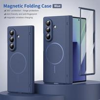 360° Foldable Full Bracket Magnetic Case for Samsung Galaxy Z Fold 7 6 5 4 3 5G Shockproof With Tempered Glass Protector Cover Galaxy Z Fold7 mėlyna