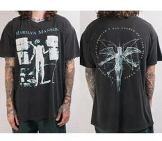 1996 Marilyn Manson Antichrist Superstar 2 pusės juodi unisex marškinėliai Pakartotinis spausdinimas Unisex marškinėliai S