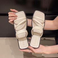 Flat-Soled French-Style Summer Slippers: Chic, One-Strap Sandals for Beach or Outdoor Wear, 2025 Trend. 38/39 gray