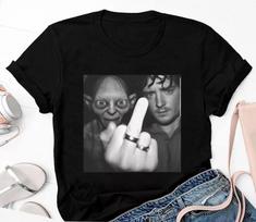 Smagus Gollumo ir Frodo marškinėliai Humoristiniai Žiedų valdovo unisex marškinėliai L